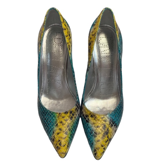 Y2K FREE LANCE Leather Multicolor Snakeskin Heels - Picture 3 of 16